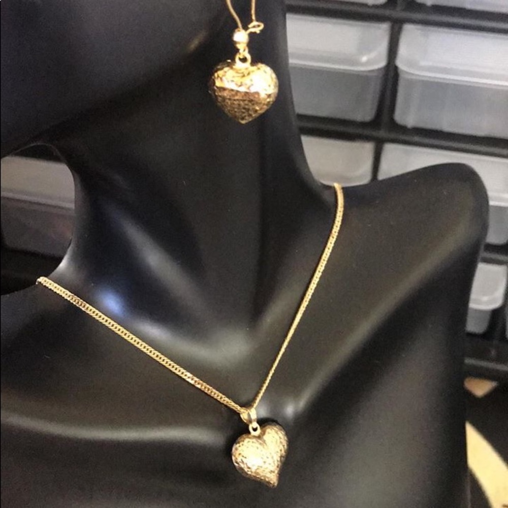 18karat Real Gold 18” Long heart SET